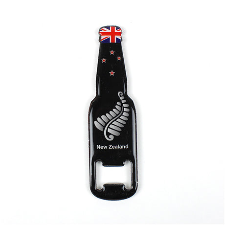 Souvenir Bottle Opener - NZ Silver Fern w Flag image 0