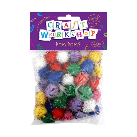 Craft Pom Poms Glitter 20mm x 40pc image 0