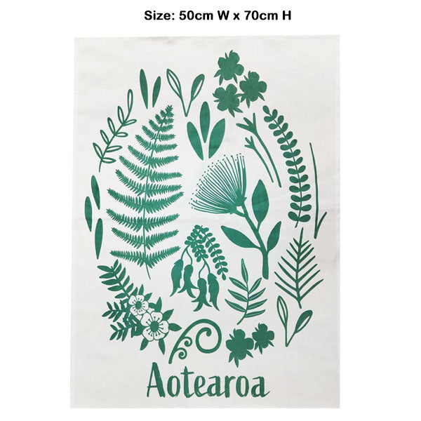 Tea Towel NZ Flora Teal Print image 0
