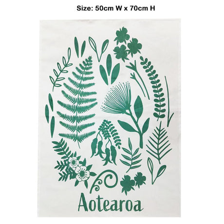 Tea Towel NZ Flora Teal Print image 0