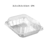 FOIL TRAY W/ PLASTIC LID 3PK 31.5X25.5X5.5CM image 1