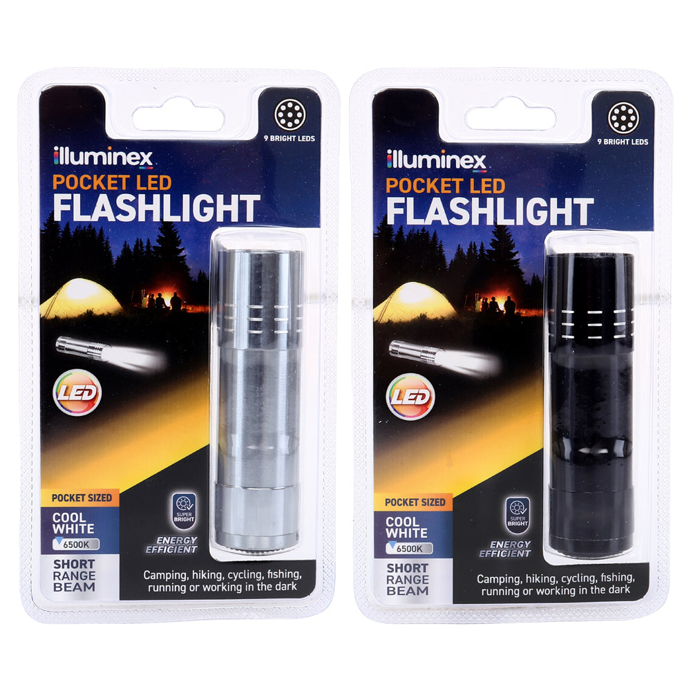 9 LED Flashlight – Battery Operated Torch Assorted Colours
