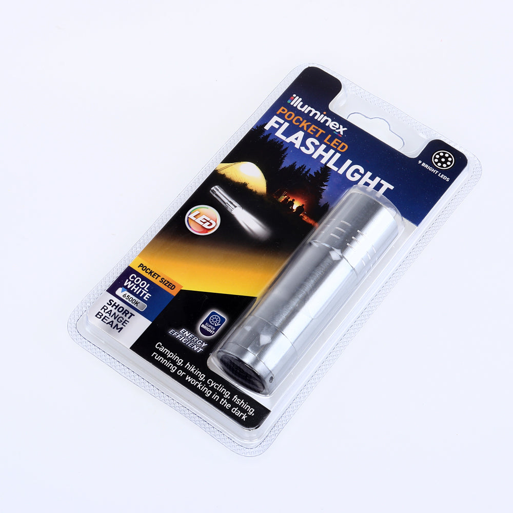 9 LED Flashlight – Battery Operated Torch Assorted Colours