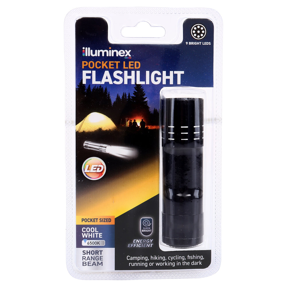 9 LED Flashlight – Battery Operated Torch Assorted Colours