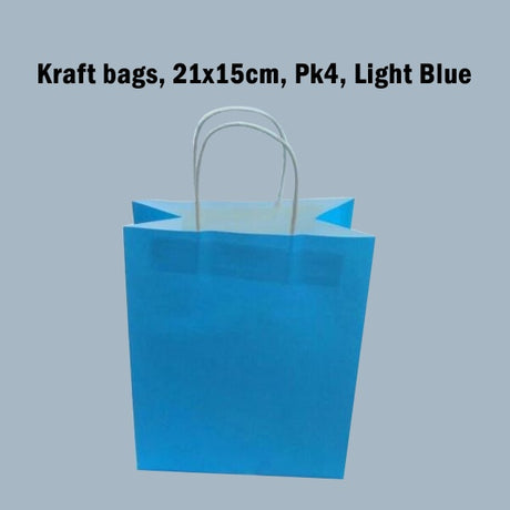 Kraft Bags, 21x15cm, Pk4,Light Blue image 0