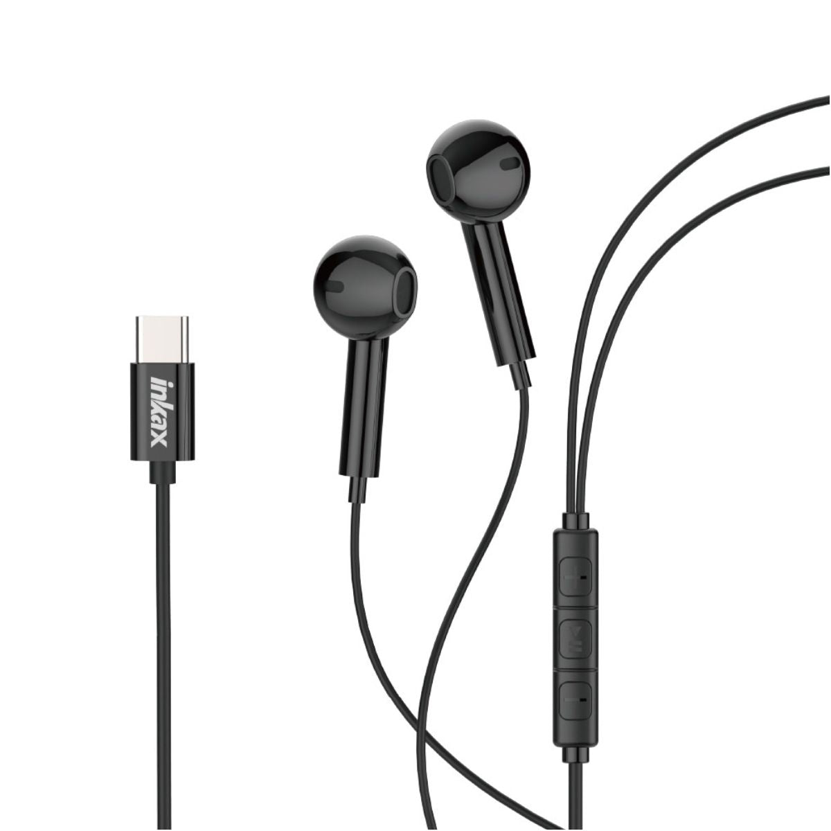 Inkax Half In-ear Wired Headphones AE-01D Type-C 1.2m Black