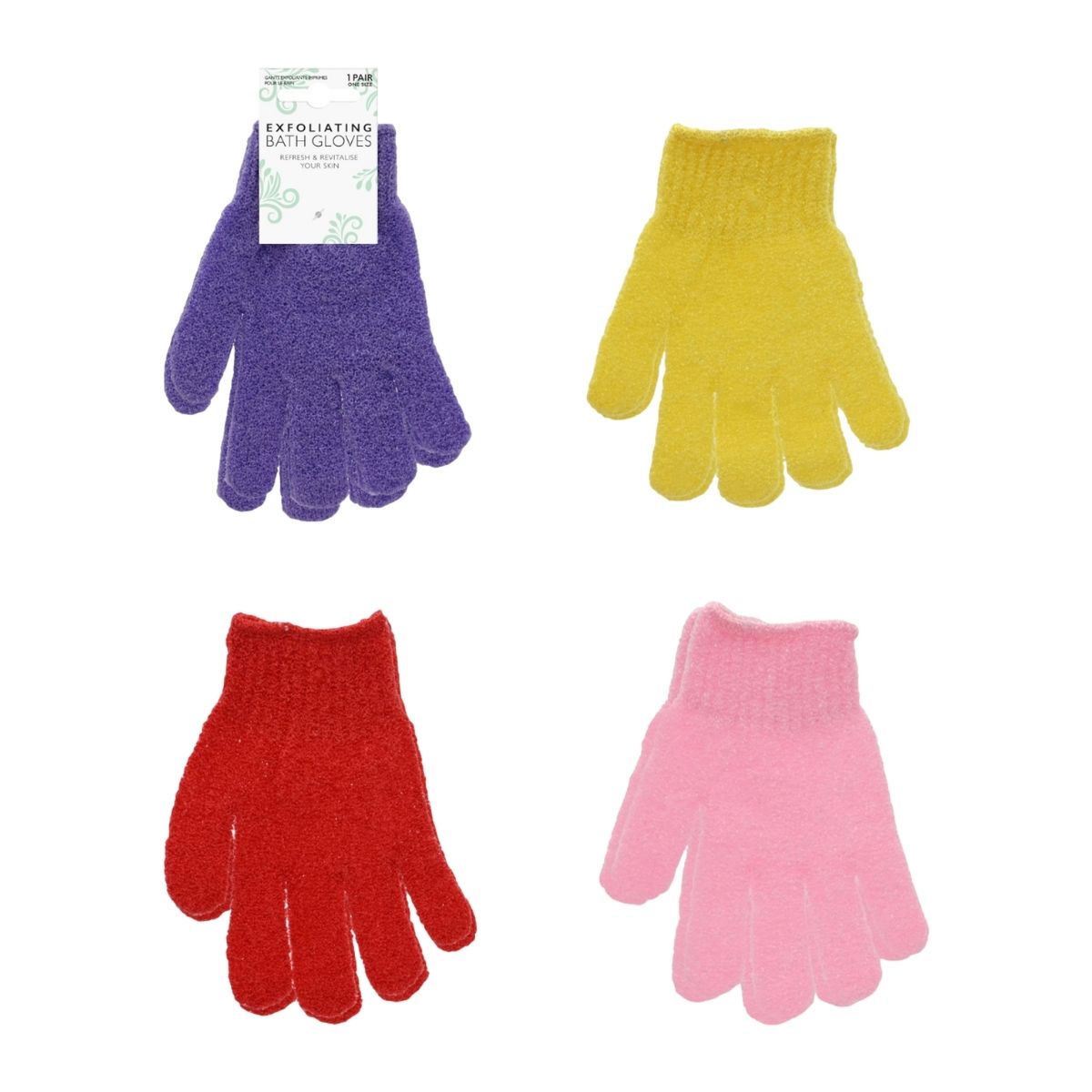 Exfoliating Gloves 1 Pair 4 Assorted