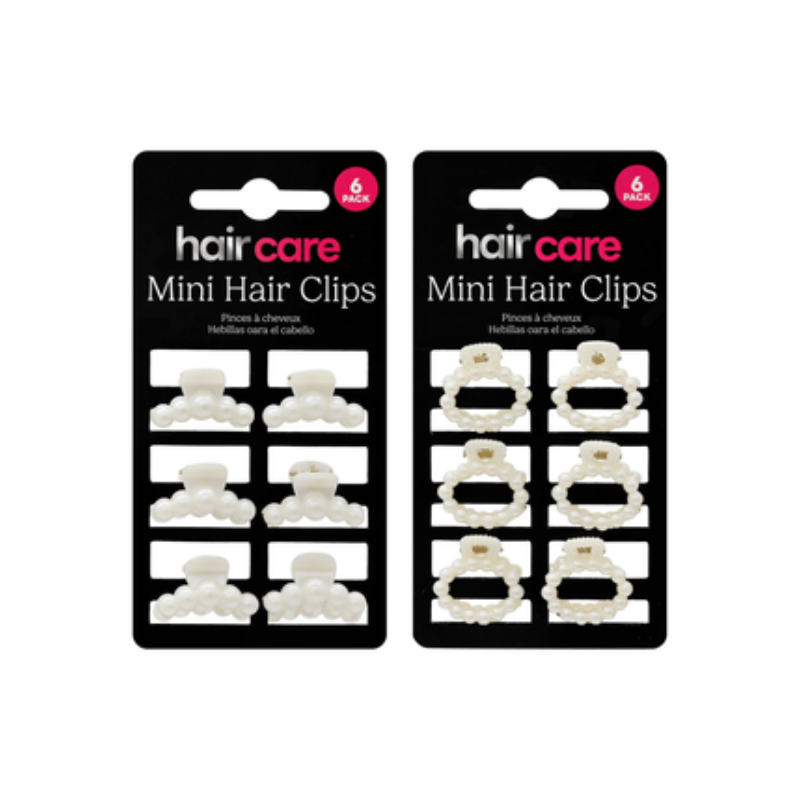 Mini Hair Clip Pearl Look 6 Pack