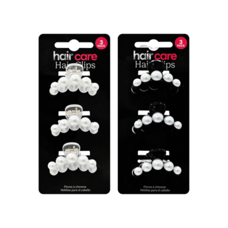 Hair Clip Pearl Look 3 Pack 2 Assorted