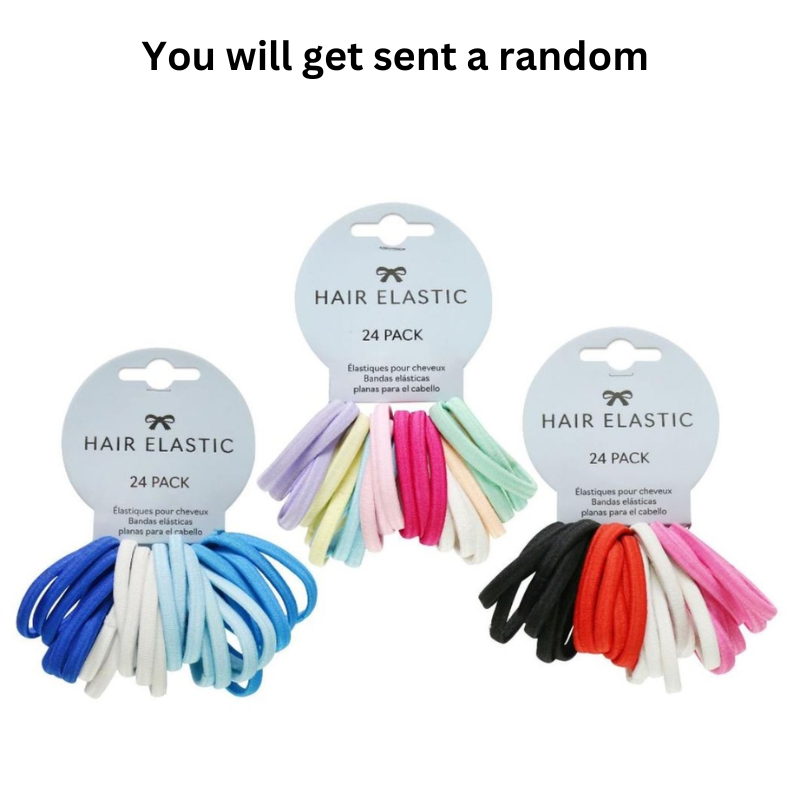 Hair Elastic Flat 24pk 3Asst