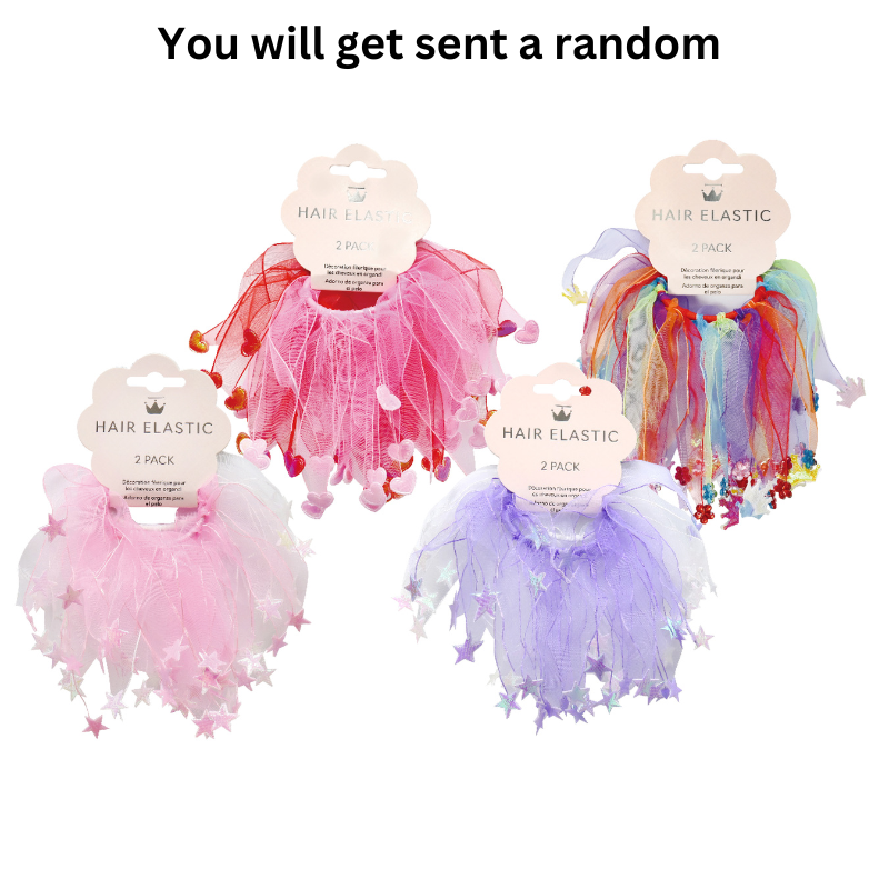 Hair Elastic W/Organza 2pk