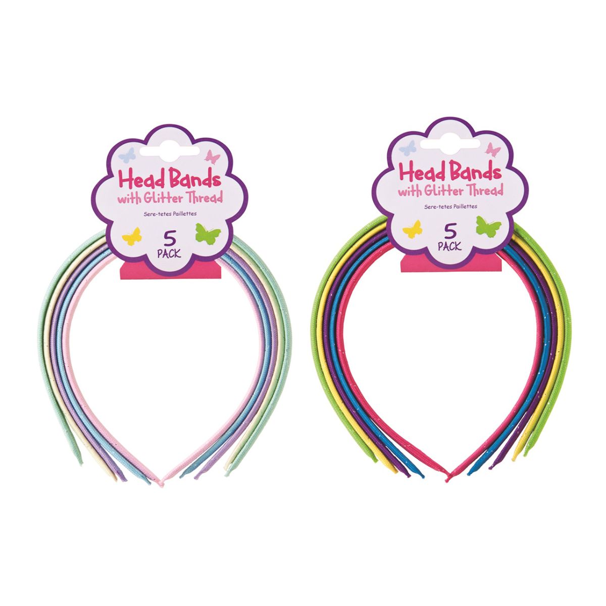 Headband With Glitter Thread 5 Pack