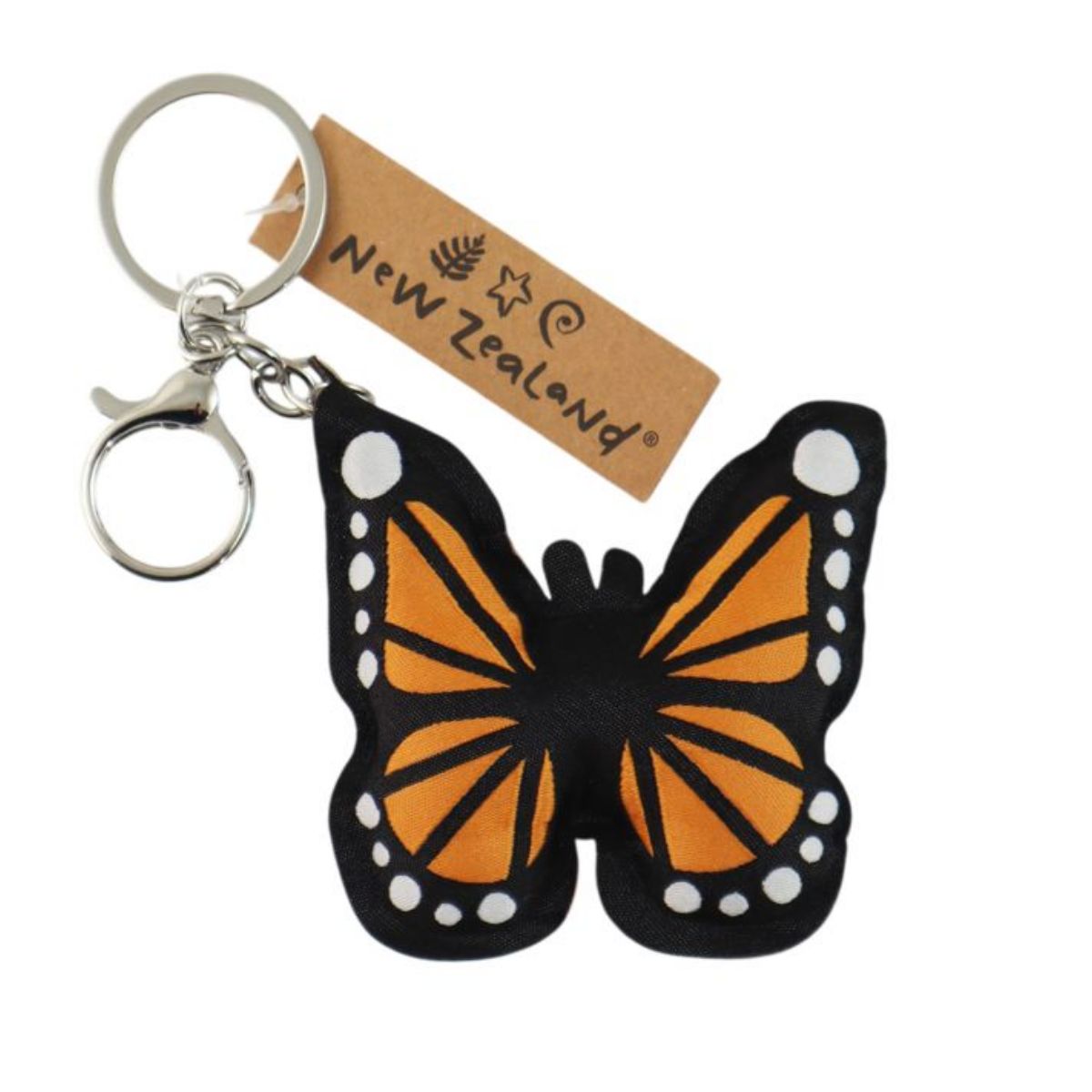 Keyring w/Clip Woven Puffy NZ Monarch Butterfly