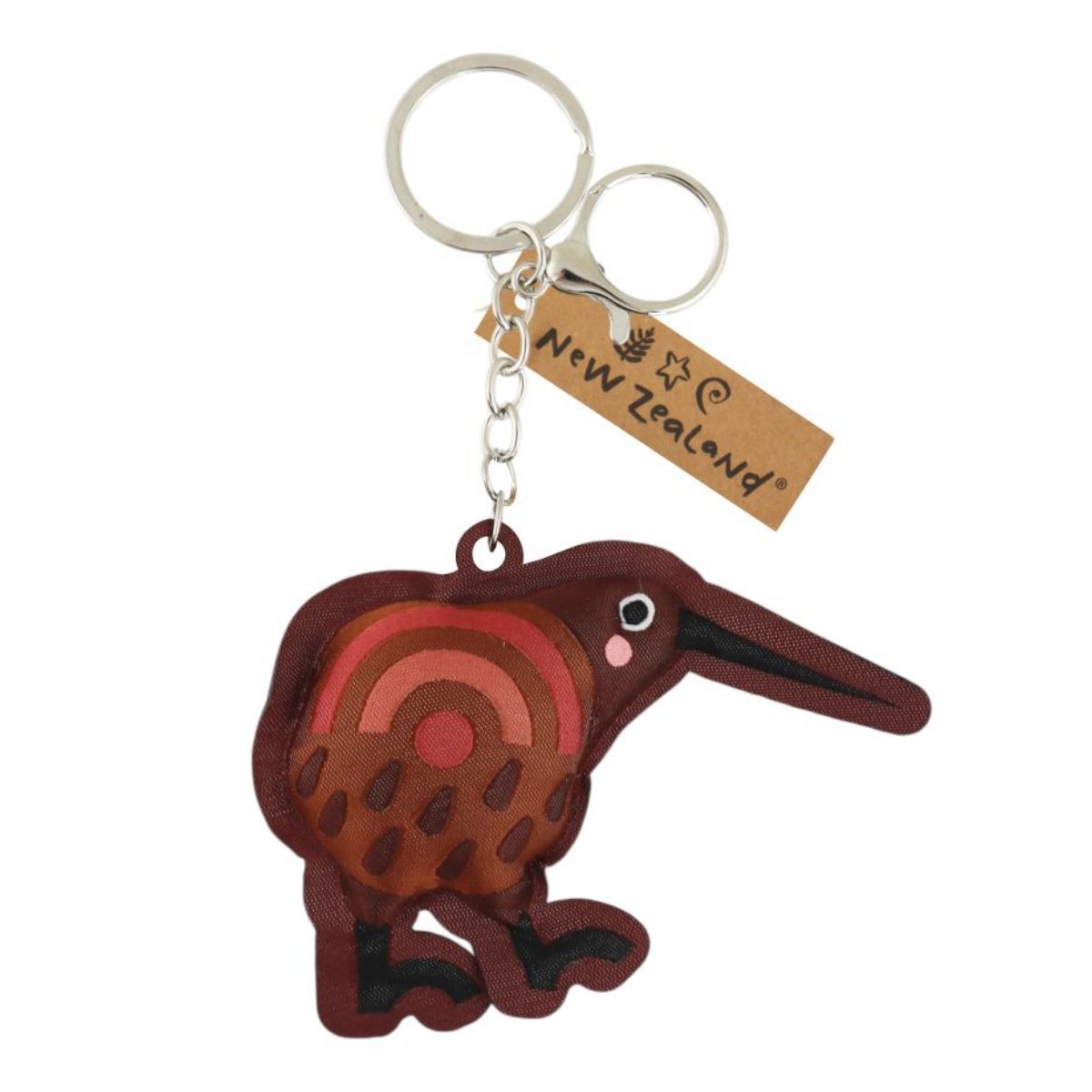 Keyring w/Clip Woven Puffy NZ Kiwi Bird 7cm