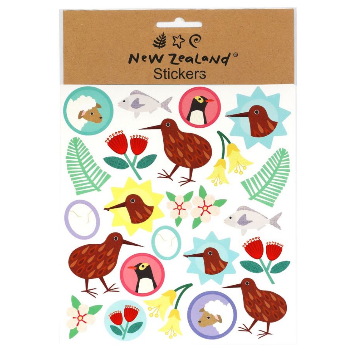 NZ Pastel Kiwiana Treasures Stickers 15 x 17cm