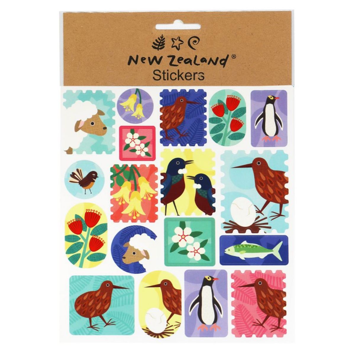 NZ Kiwiana Stamps Stickers 15 x 17cm – New Zealand Souvenir Stickers