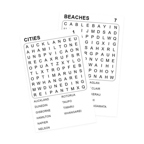 NZ Kiwiana Kids Word Search Book 96 Pages