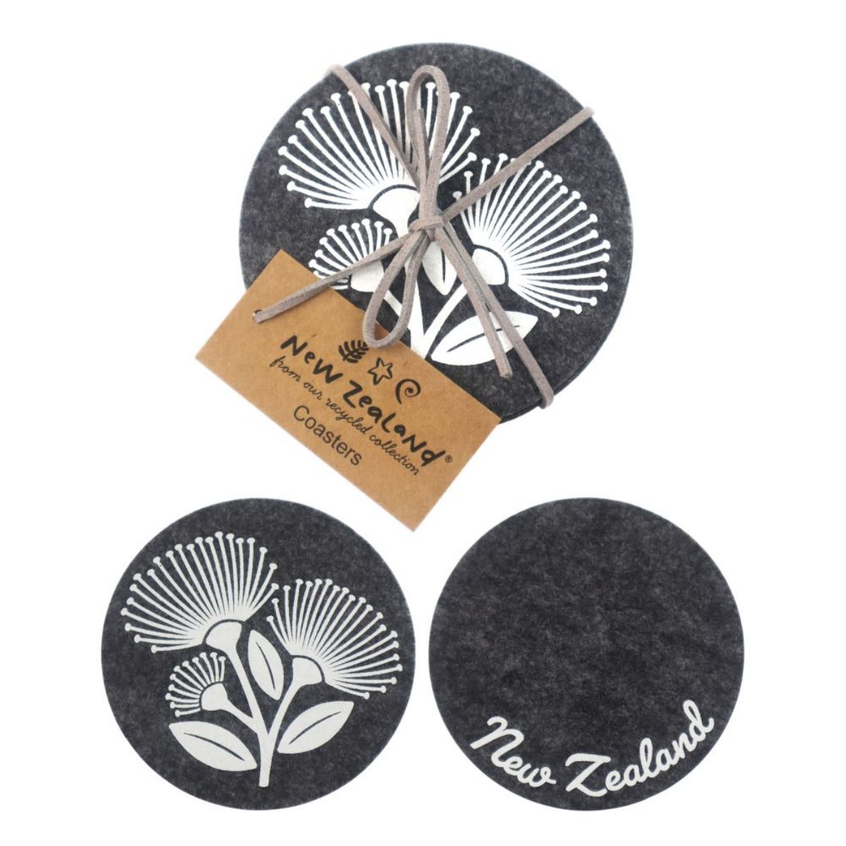 NZ RPET Felt Pohutukawa Coasters 4pc Set