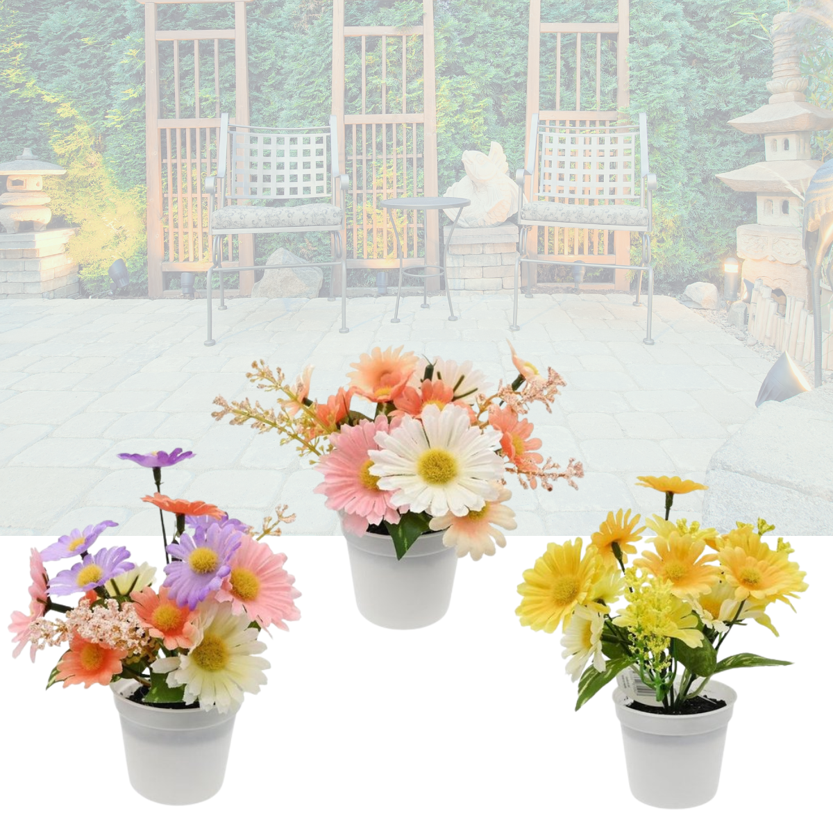 Artificial Daisy in Pot 14cm – Assorted
