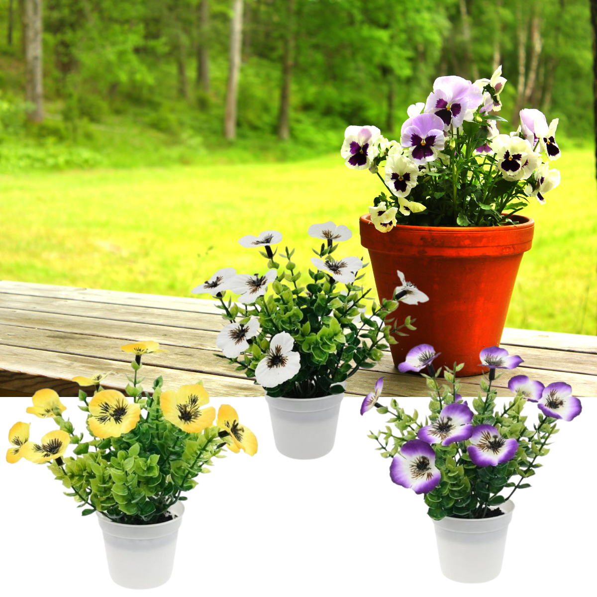 Artificial Pansy in Pot 17cm – Assorted