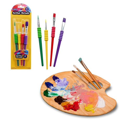 Artist Brush Set with Comfortable Grip 4 Pack