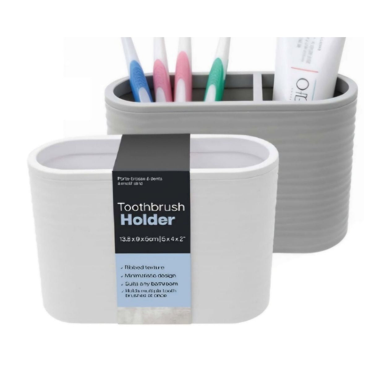 Toothbrush Holder Ribbed Design 2 Assorted