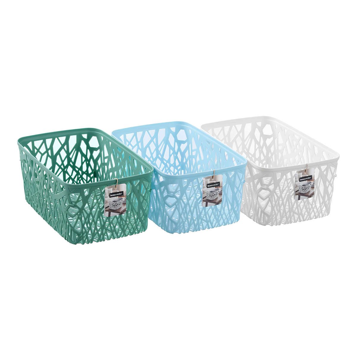 Boxsweden Vine Storage Basket 5.5L – Durable Multi-Purpose Home & Office Organizer (3 Assorted Colours)