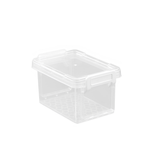 Boxsweden 9-pack mini clear storage boxes stacked with craft supplies