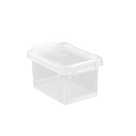 Boxsweden 9-pack mini clear storage boxes stacked with craft supplies