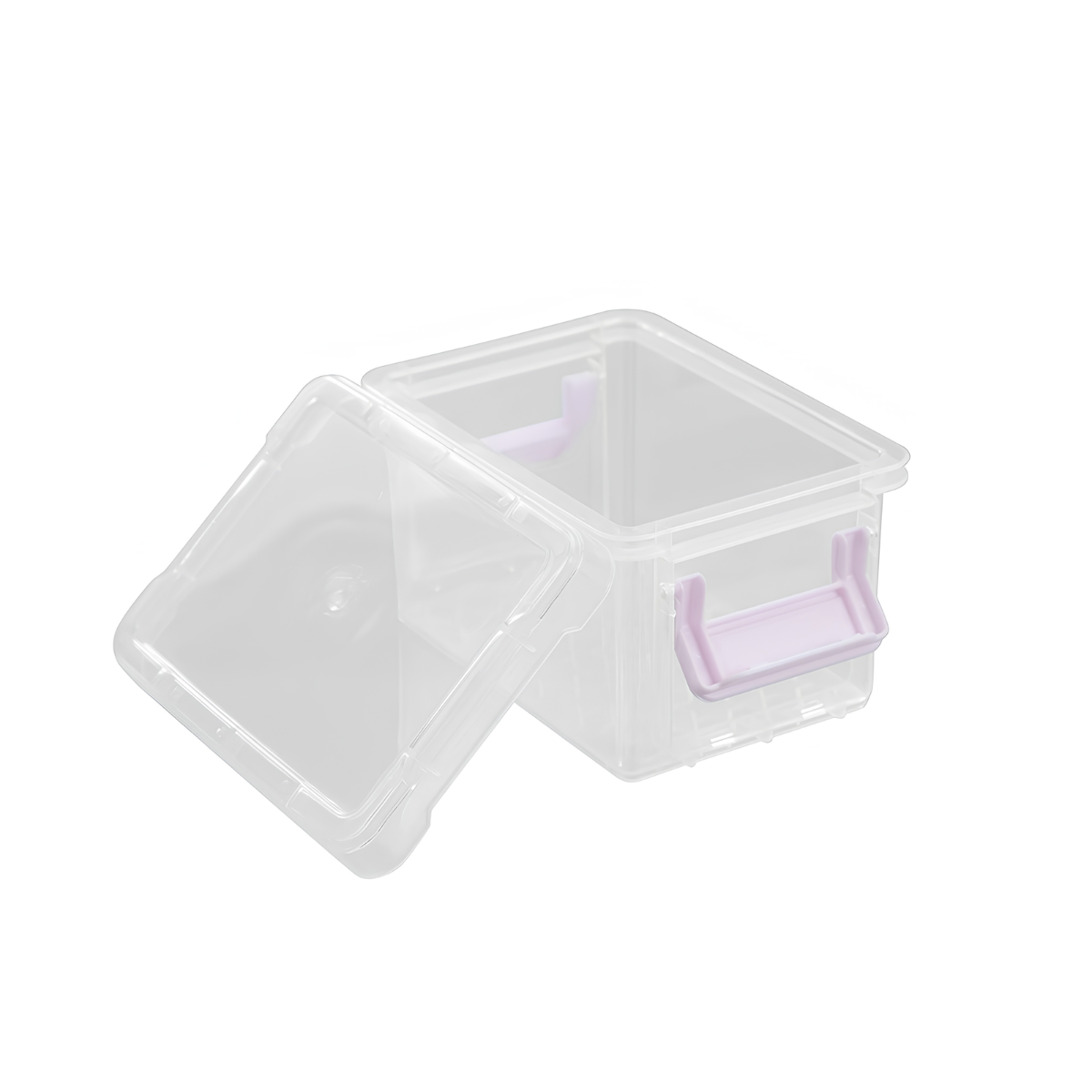 Boxsweden 9-pack mini clear storage boxes stacked with craft supplies