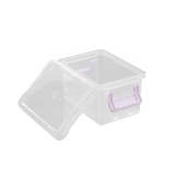 Boxsweden 9-pack mini clear storage boxes stacked with craft supplies