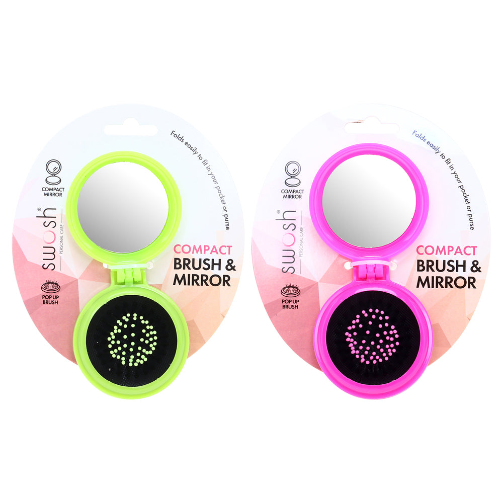 Pop Up Hair Brush & Compact Mirror