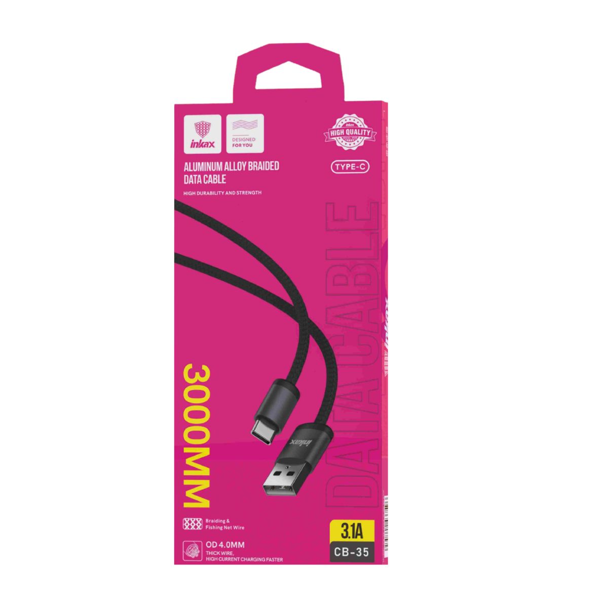 Inkax Charging Cable CB-35 Type-C 3m 3.1A Black