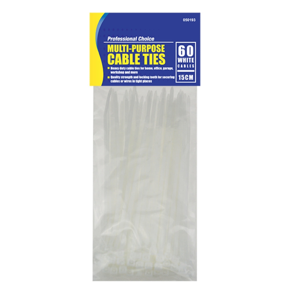 Cable Ties WHITE 3.6x150mm 60pcs
