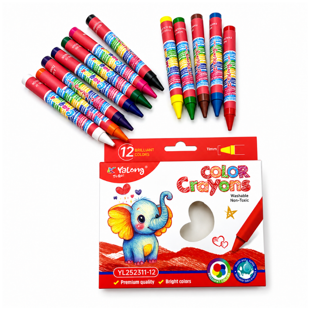 12 piece colourful crayons set for kids drawing and colouring
