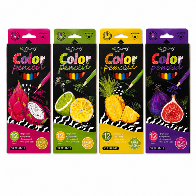 12 piece colour pencils set with bright colours for kids drawing and colouring