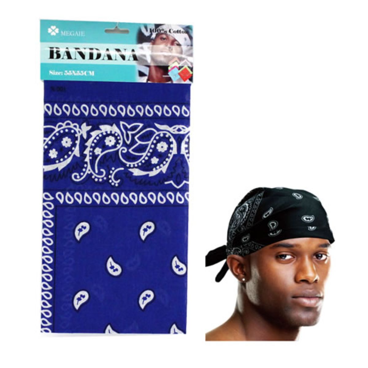Cotton Bandana -Royal blue Double Side