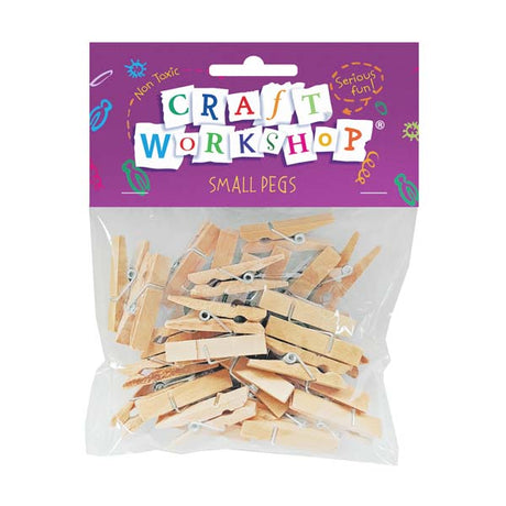 Craft Pegs Natural Wood 30 Pack 35x7mm