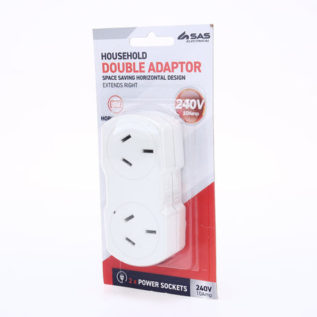 White vertical double adaptor 240V 10A power socket accessory