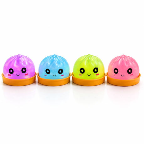 Glitter dumpling squishy toy set with sparkling sensory squeeze toys