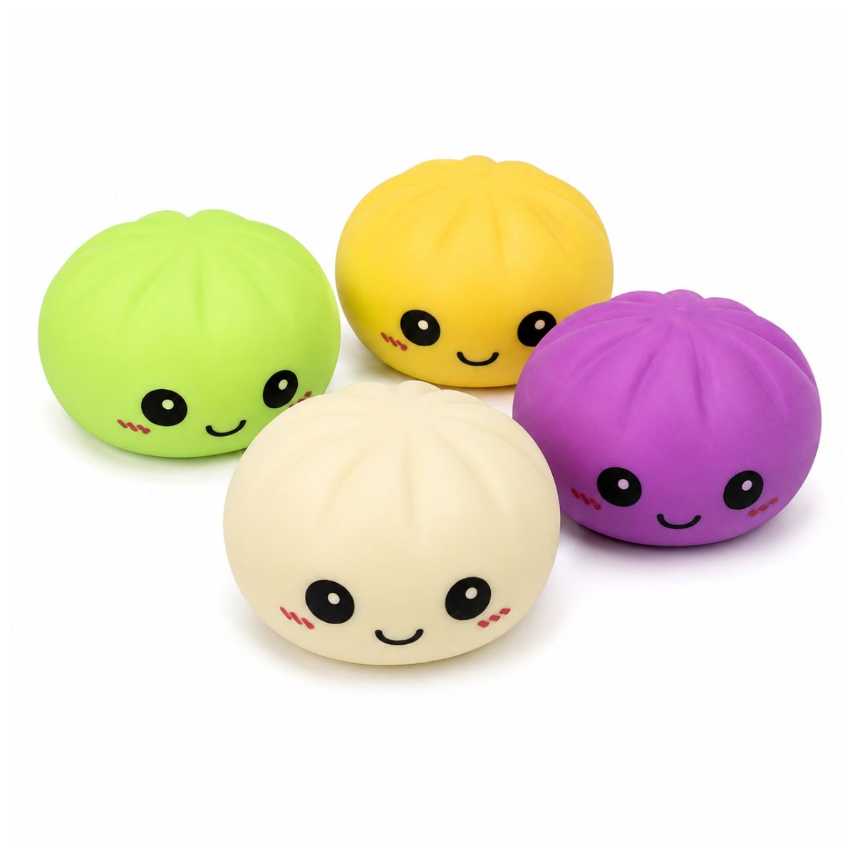 Dumpling squishy toy in assorted colours for sensory play and stress relief