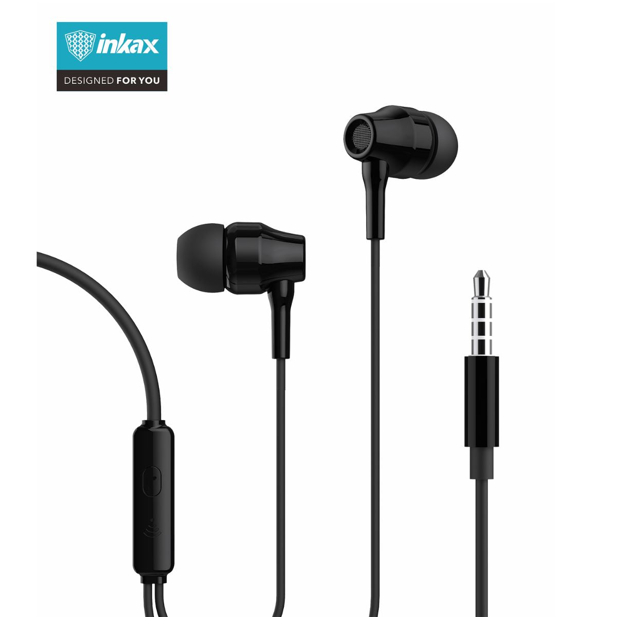 Inkax Stereo In-ear Wired Headphones E16 AUX 1m Black