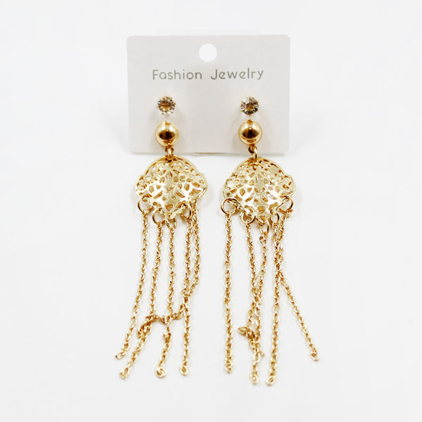 Gold tassel chain drop earrings fashion jewellery for women