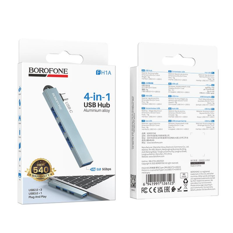 FH1A 4-in-1 Type-C Converter Hub – USB 2.0 x3 + USB 3.0