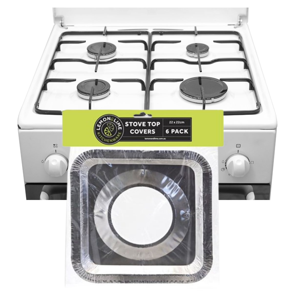 FOIL STOVE TOP COVERS 6PK 21.5X21.5CM
