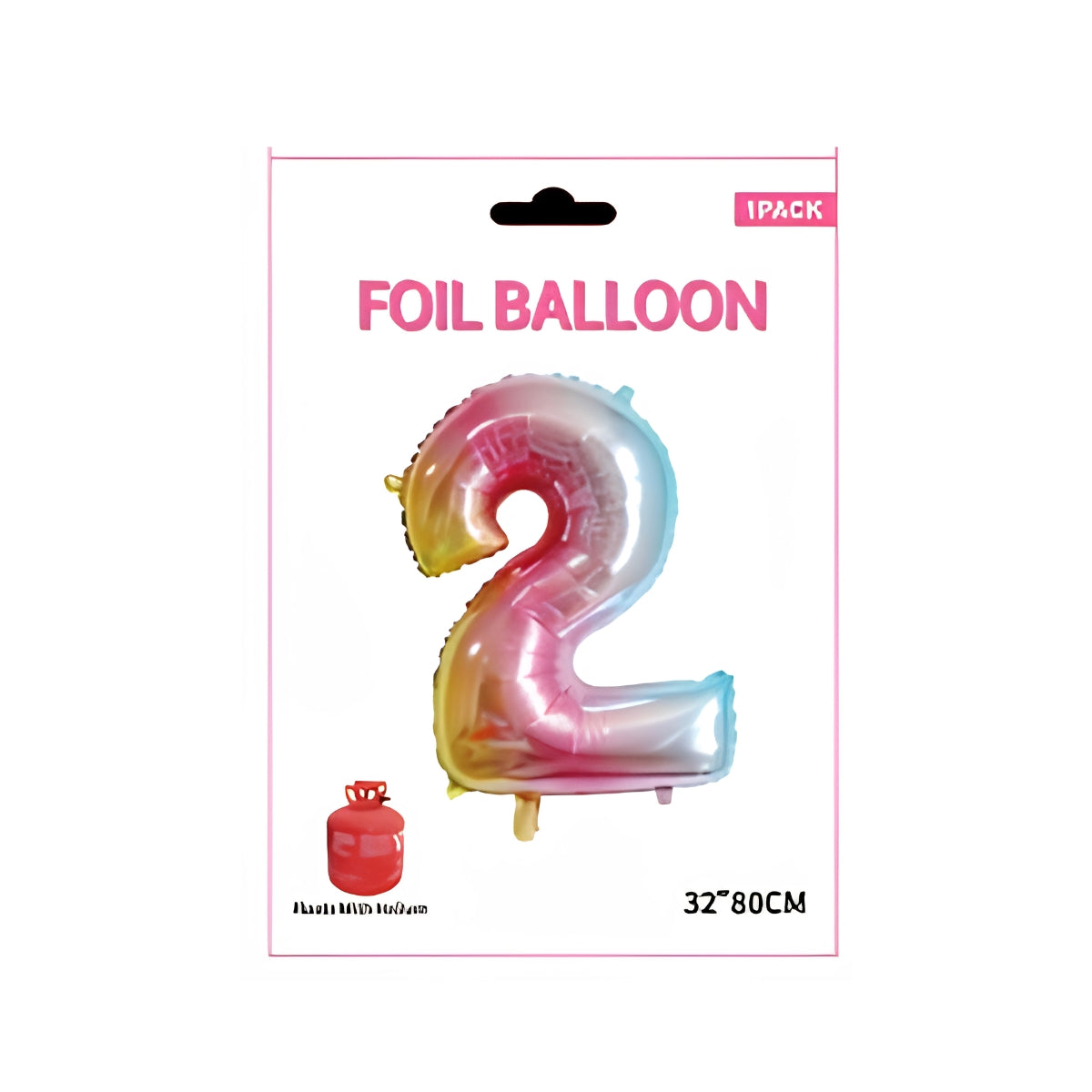 Rainbow Number 2 Foil Balloon 32 Inch