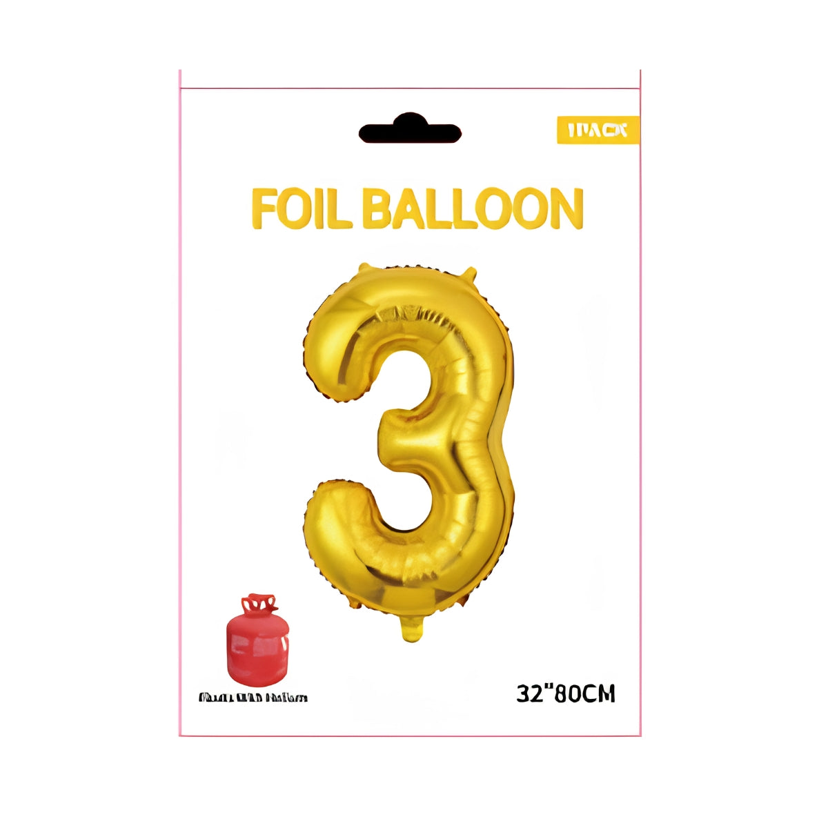 Gold Number 3 Foil Balloon 32 Inch