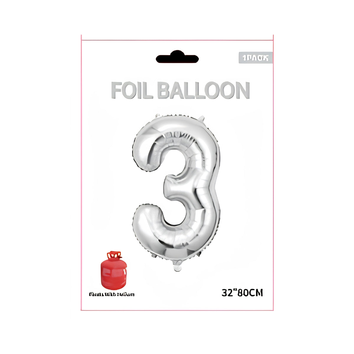 Silver Number 3 Foil Balloon 32 Inch