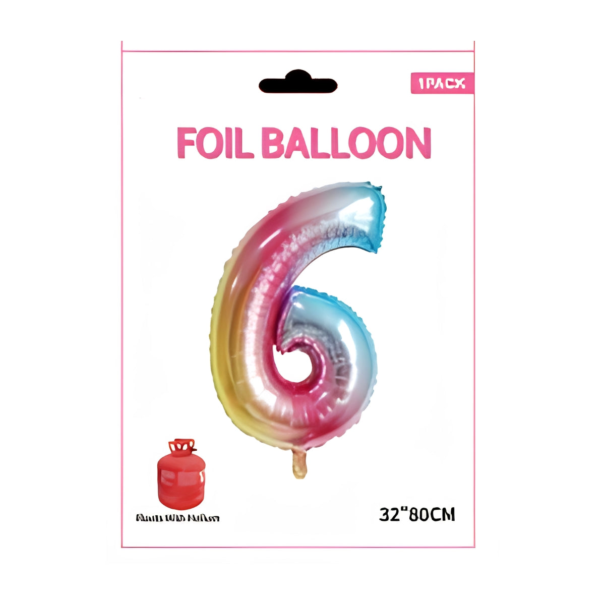 Rainbow Number 6 Foil Balloon 32 Inch
