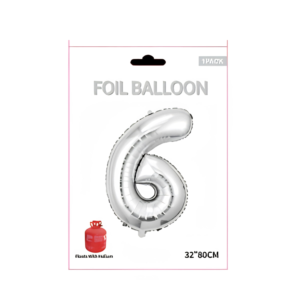 Silver Number 6 Foil Balloon 32 Inch